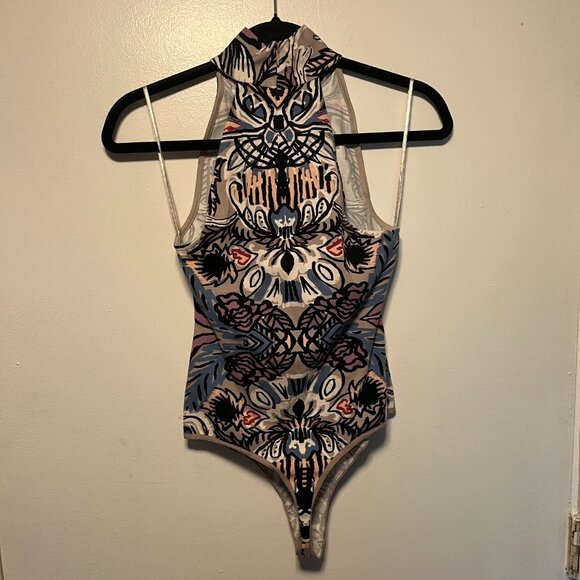 Free People Patterned Thong Bodysuit – Multicolor Print – Women’s XS - Picture 4 of 5